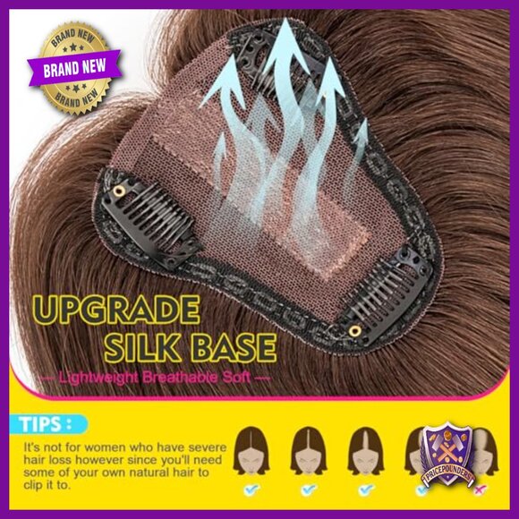 Human Hair Topper Silk Base 150% Density 10 Inch for Thinning Hair main image 2